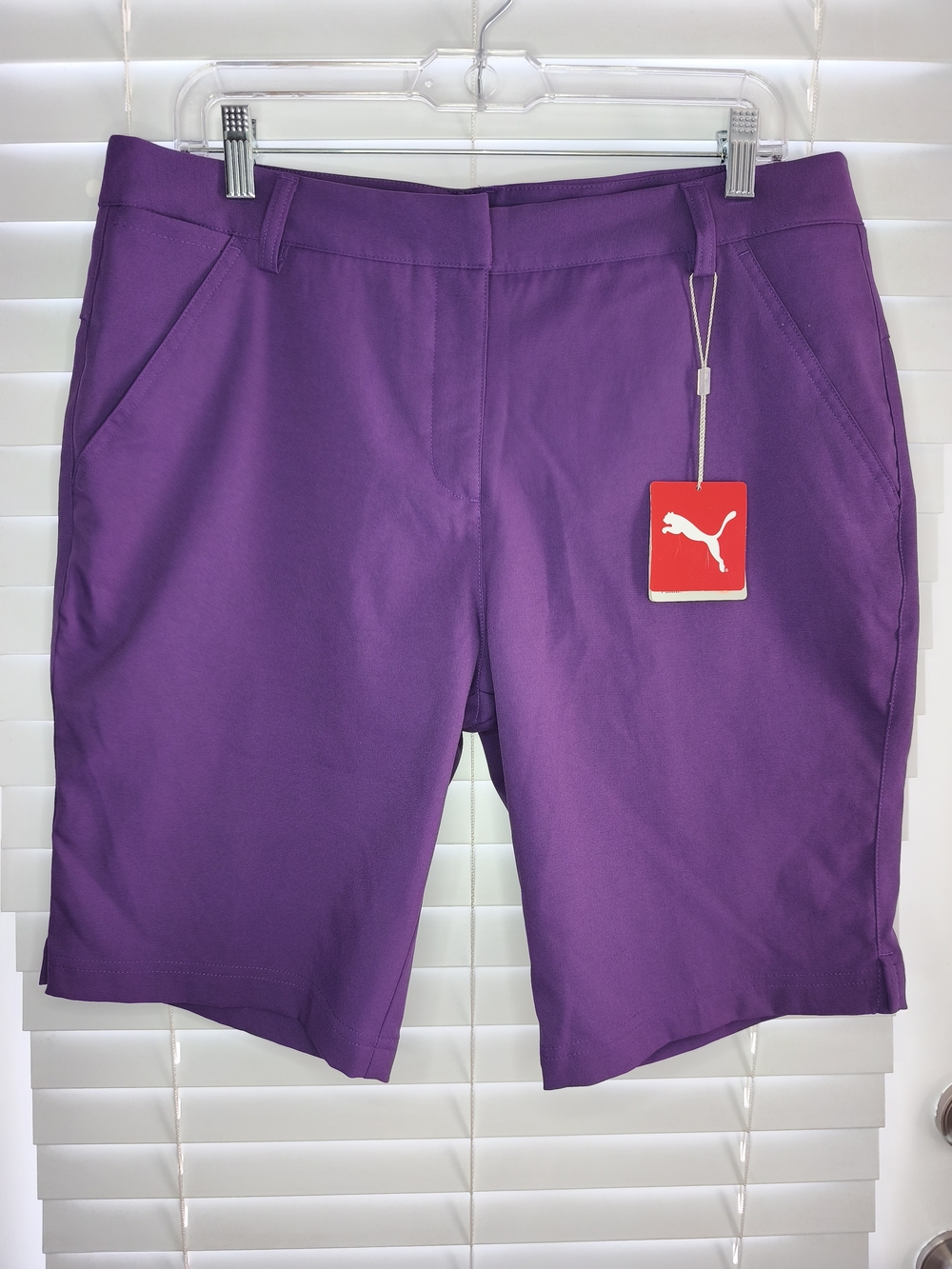 PUMA Golf Womens Pounce Bermuda Shorts Purple Tech DryCELL NWT Size 12